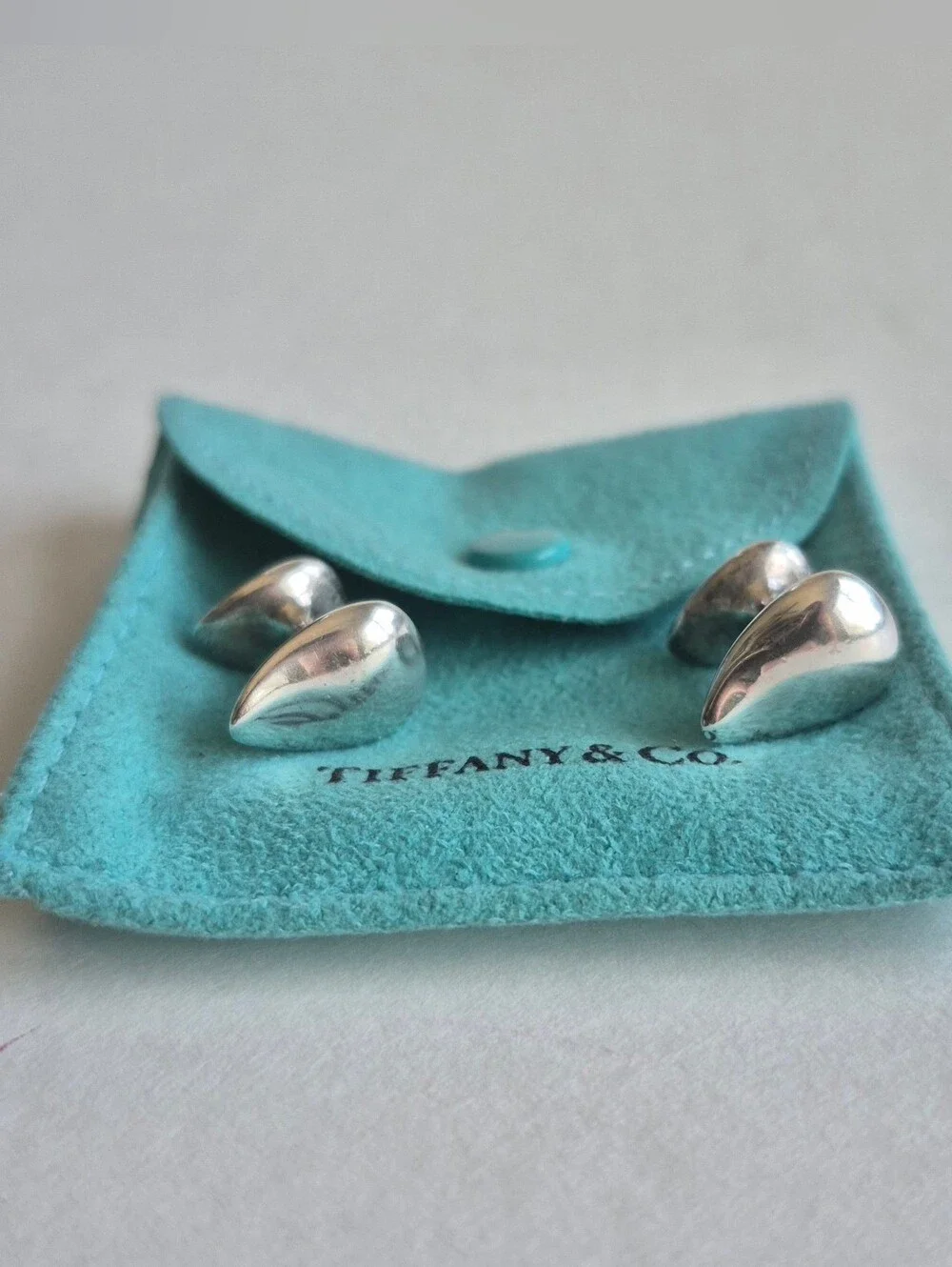 Tiffany & Co. Cufflinks Elsa Peretti Tear Drop 925 Sterling Silver
